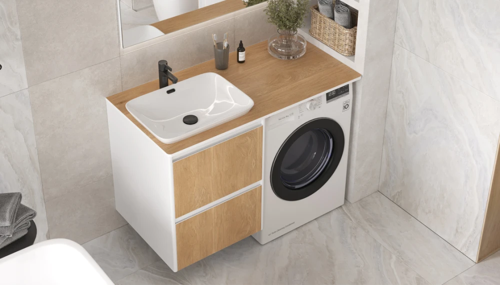 Тумба подвесная Klaufs 56*60.2Y, белый/дерево - фото 6 - VELVEX