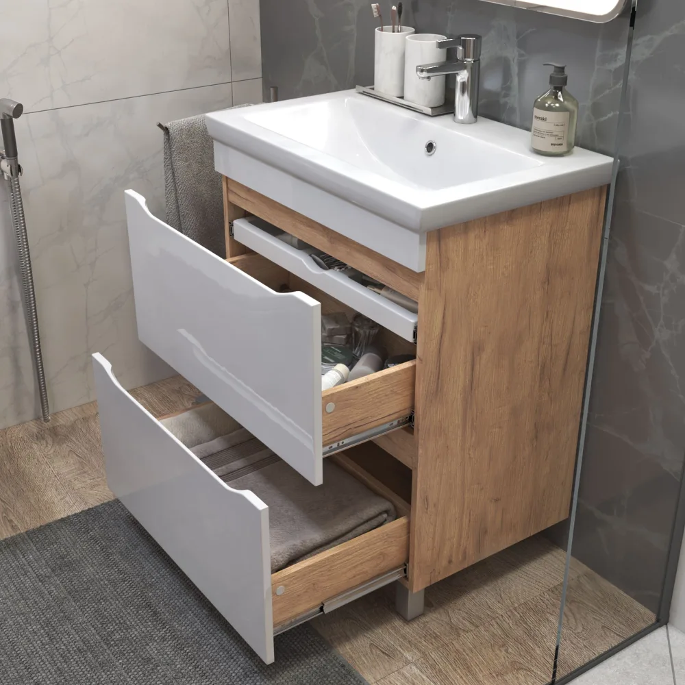 Тумба под раковину Grani 700-0-2 (Como) дуб золотой - фото 3 - VIGO