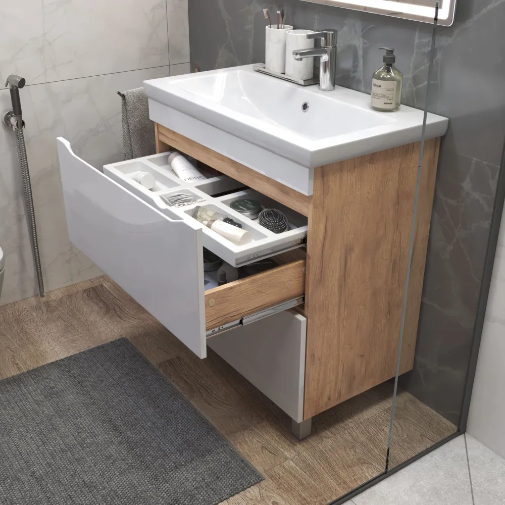 Тумба под раковину Grani 800-0-2 (Como) дуб золотой - фото 3 - VIGO