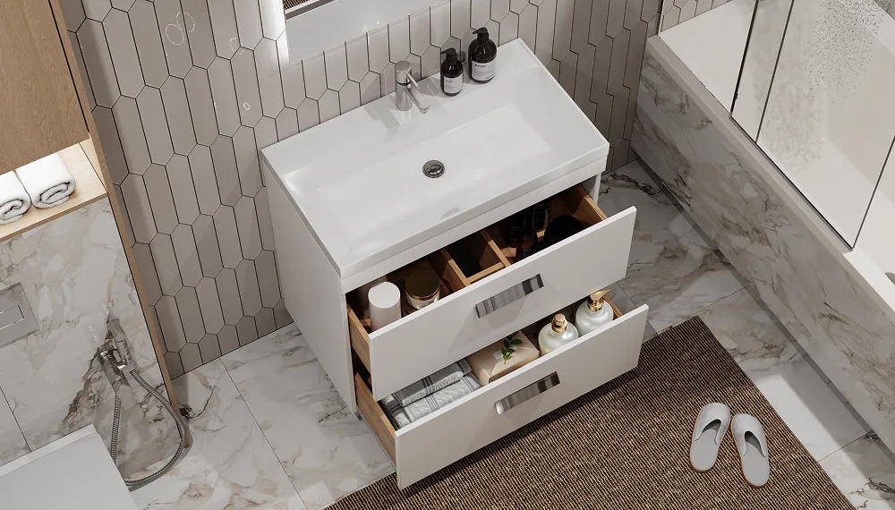 Тумба под раковину Орландо 800-0-2 (Классикa) белый матовый - фото 5 - VELVEX