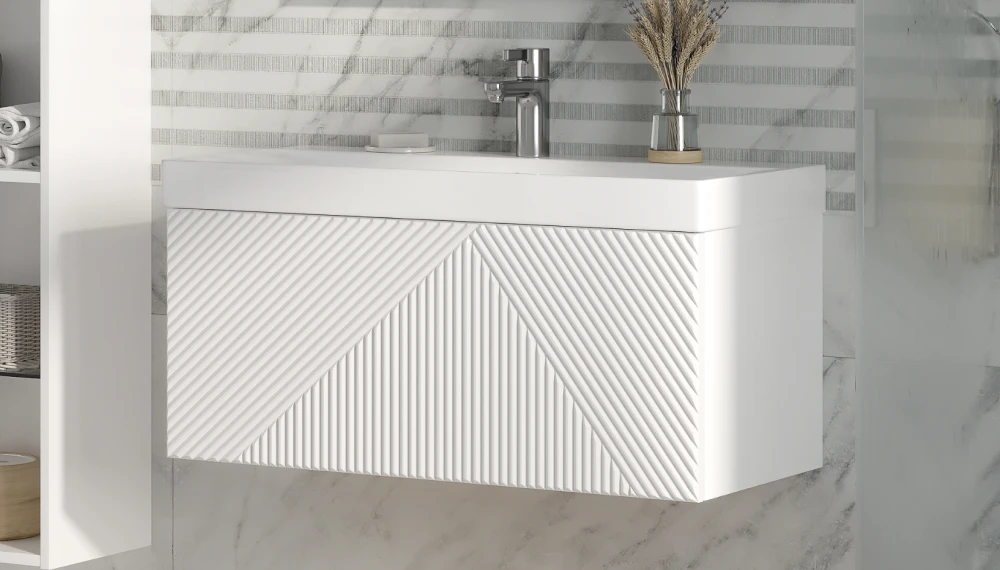 Тумба с раковиной Edge 80.1Y, подвесная, белый - фото 2 - VELVEX