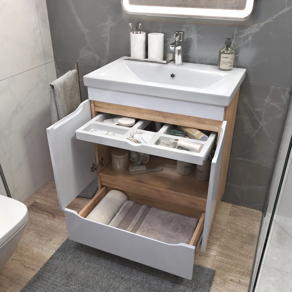 Тумба под раковину Grani 700-2-1 (Como) дуб золотой - фото 3 - VIGO