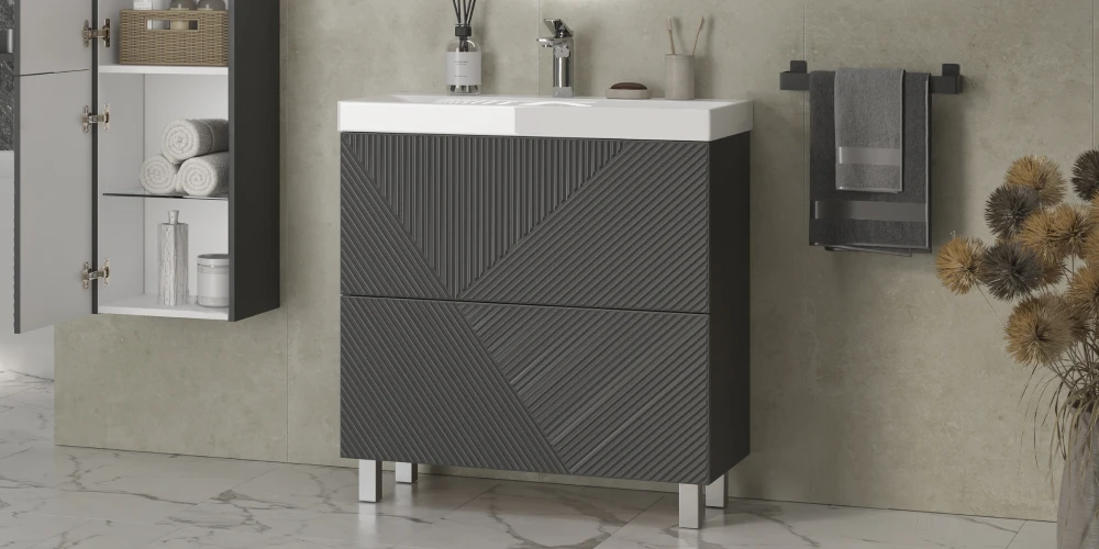 Тумба напольная EDGE 80.2Y, графит - фото 2 - VELVEX