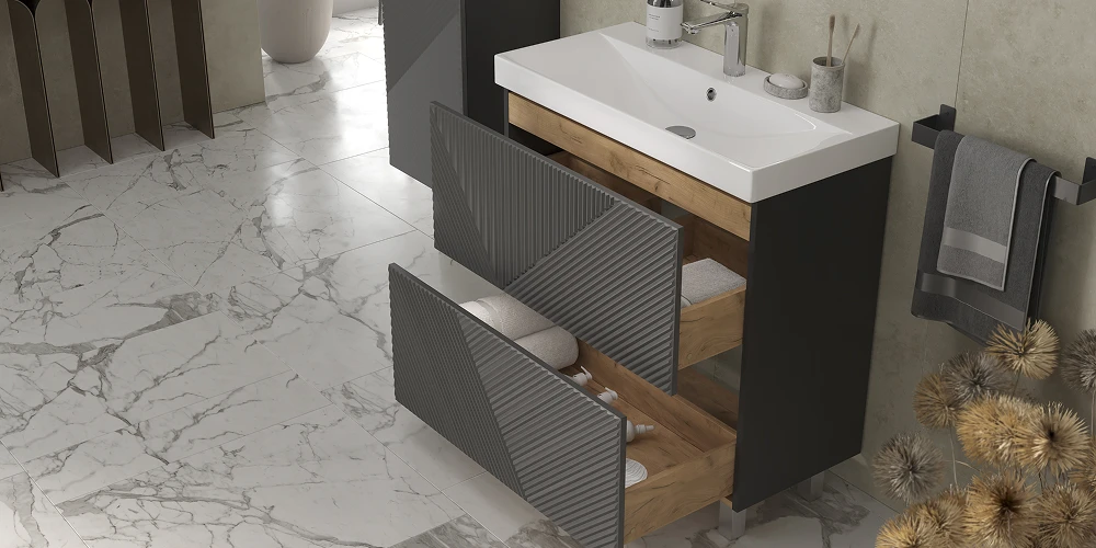 Тумба напольная EDGE 80.2Y, графит - фото 3 - VELVEX