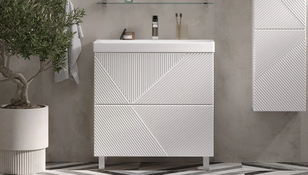 Тумба с раковиной Edge 80.2Y, напольная, белый - фото 1 - VELVEX