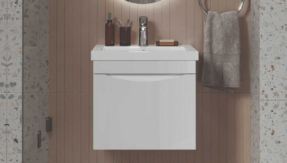 Тумба с раковиной Vizo 50 подвесная, белый глянец - фото 1 - VELVEX