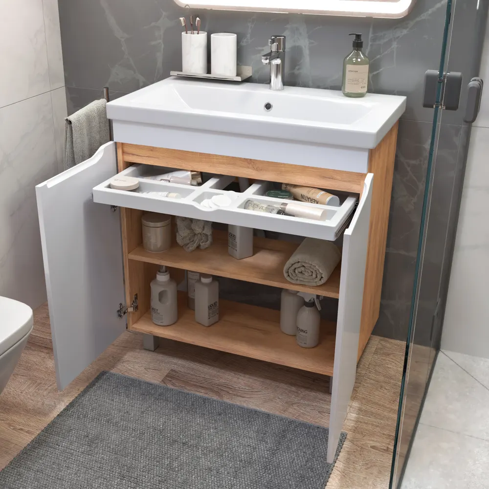 Тумба под раковину Грани 800-2-0 (Como) дуб золотой - фото 2 - VIGO