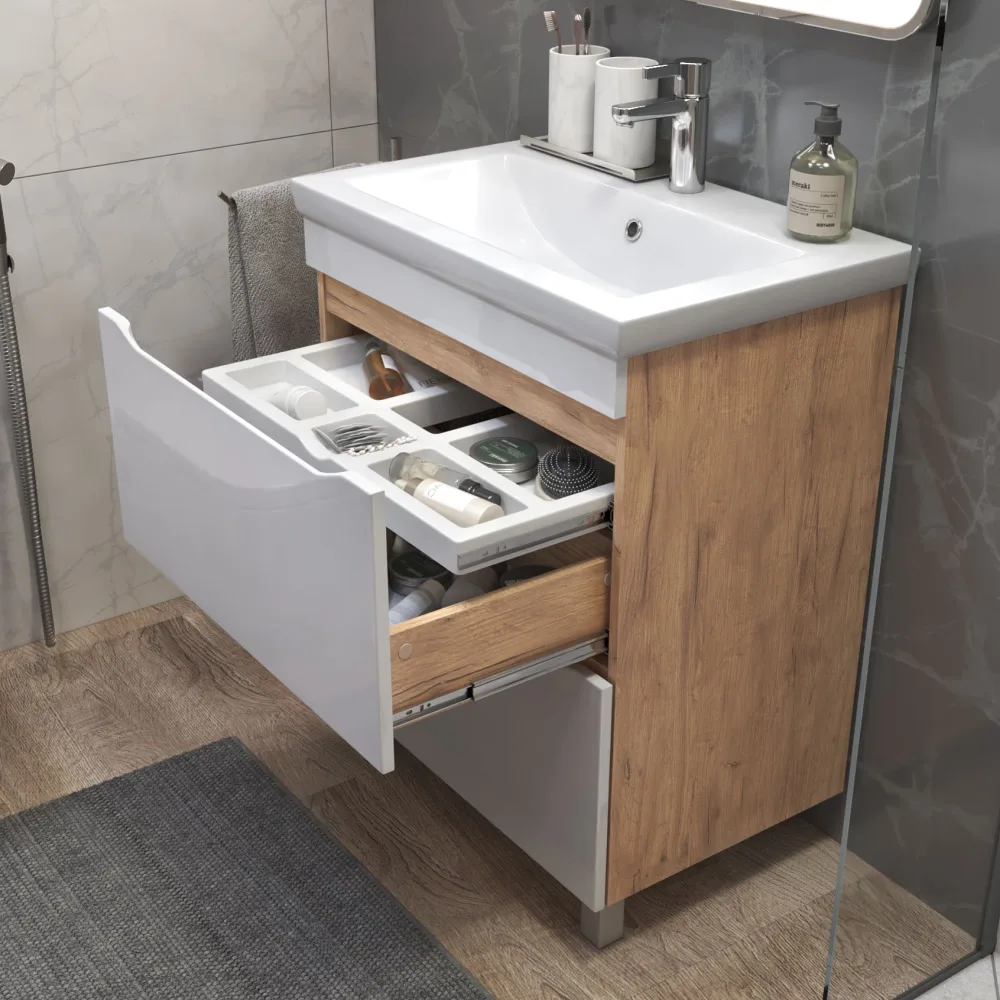 Тумба под раковину Grani 700-0-2 (Como) дуб золотой - фото 4 - VIGO