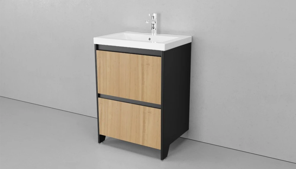 Тумба напольная Klaufs 60.2Y, черная/шатанэ - фото 2 - VELVEX