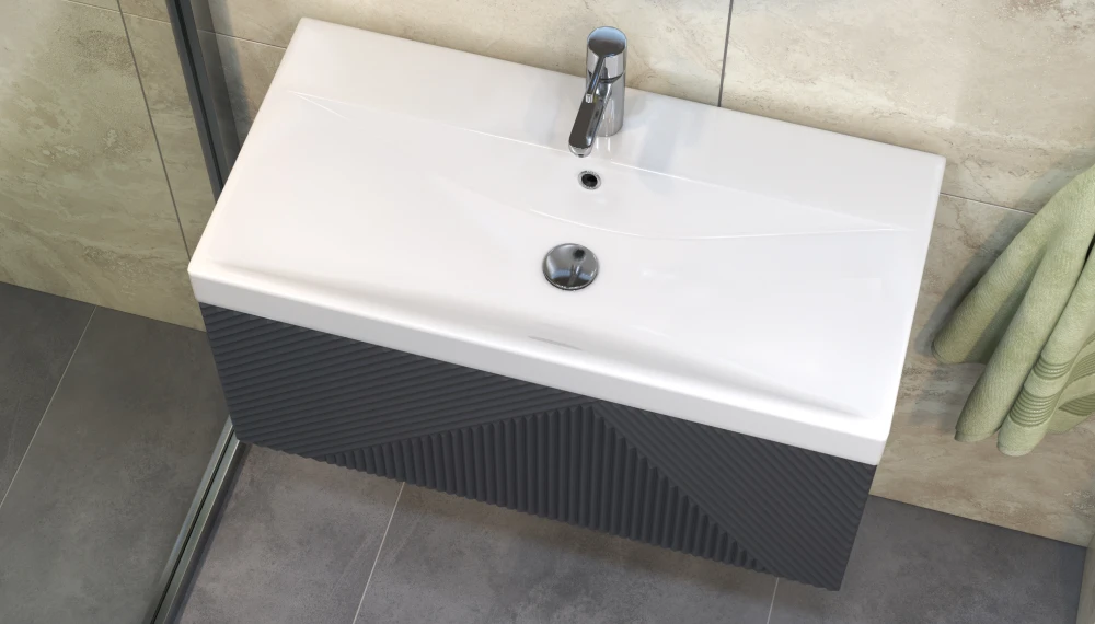 Тумба с раковиной Edge 80.1Y, подвесная, графит - фото 5 - VELVEX