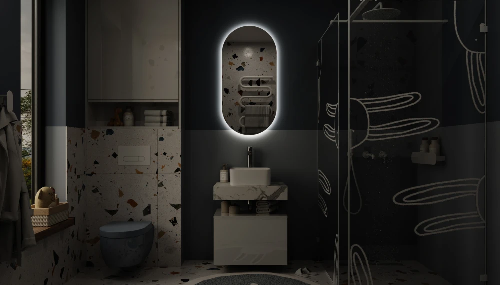 Тумба подвесная Unit 50х40, белый лёд глянец - фото 10 - VELVEX