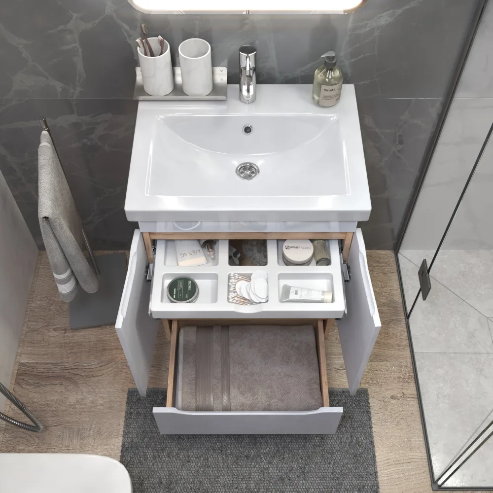 Тумба под раковину Grani 600-2-1 (Como) дуб золотой - фото 4 - VIGO