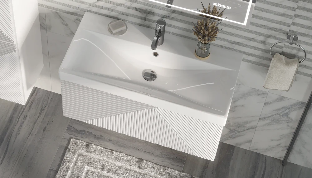 Тумба с раковиной Edge 80.1Y, подвесная, белый - фото 5 - VELVEX