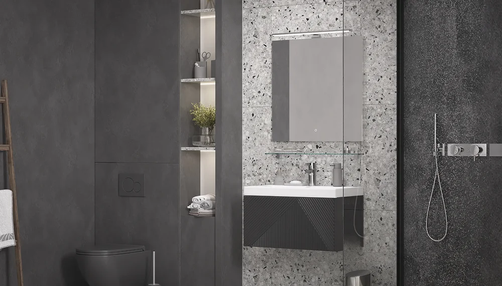 Тумба с раковиной Edge 70.1Y, подвесная, графит - фото 5 - VELVEX