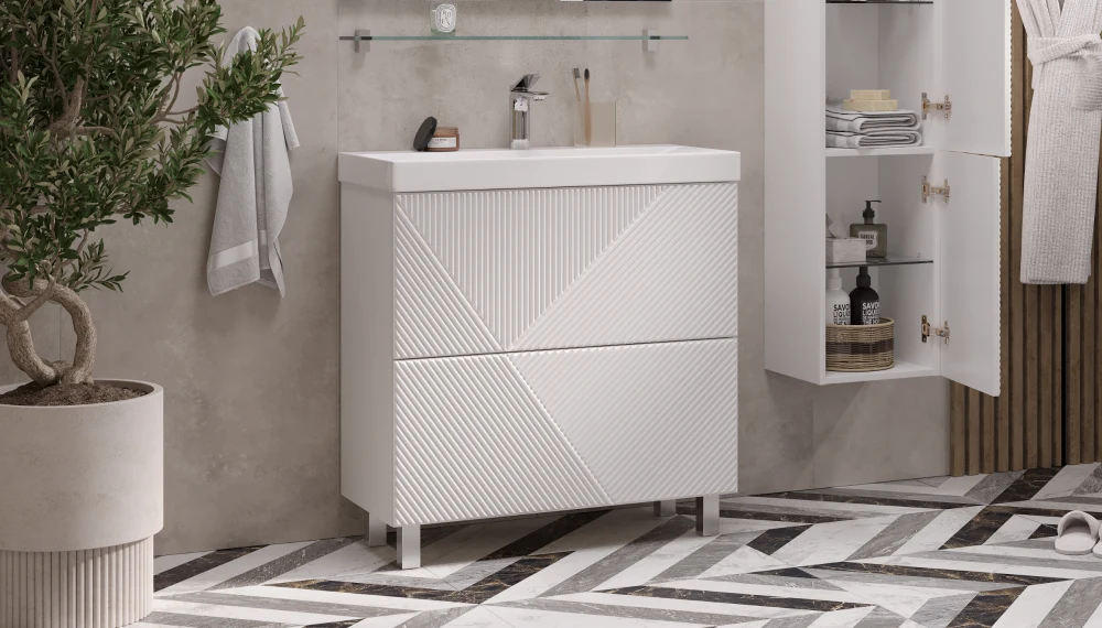 Тумба с раковиной Edge 80.2Y, напольная, белый - фото 2 - VELVEX