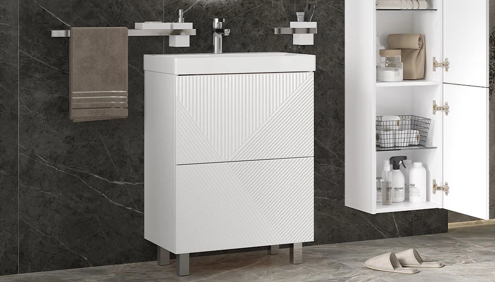 Тумба с раковиной Edge 60.2Y, напольная, белый - фото 2 - VELVEX