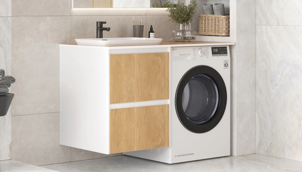 Тумба подвесная Klaufs 56*60.2Y, белый/дерево - фото 3 - VELVEX