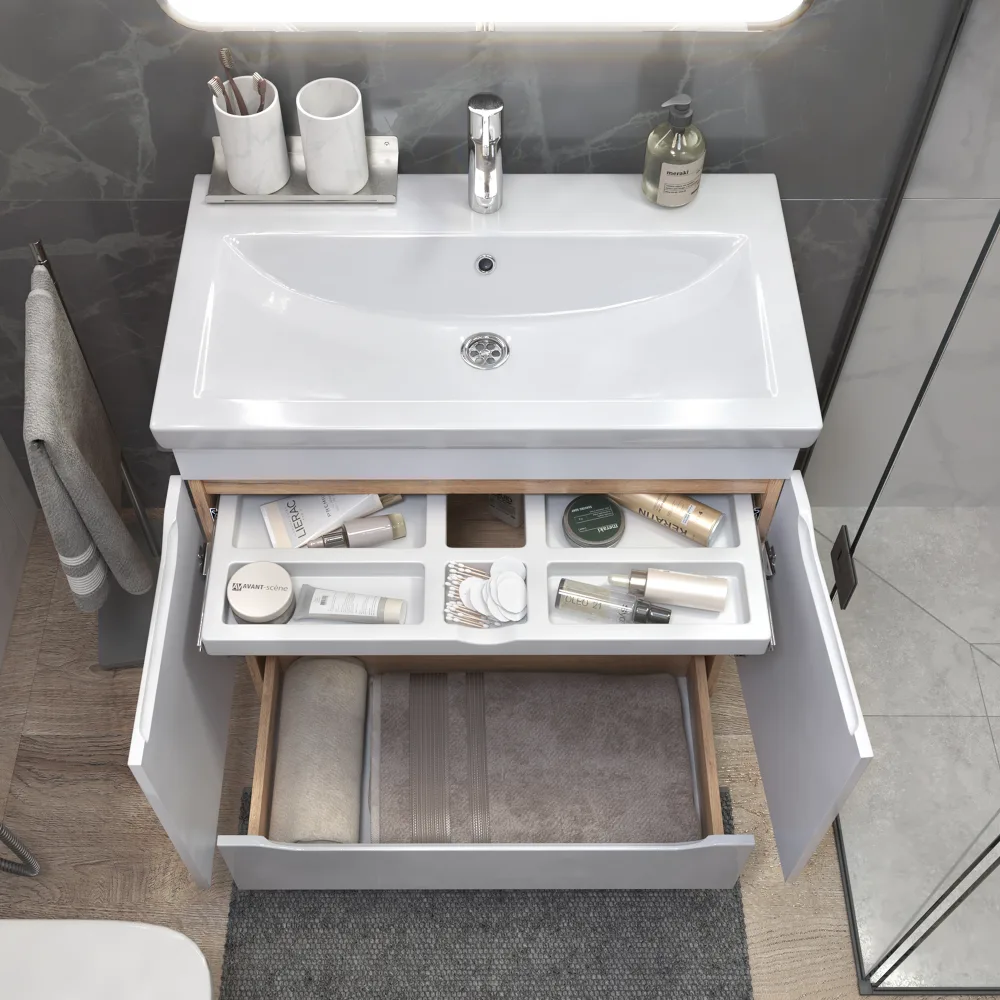 Тумба под раковину Grani 800-2-1 (Como) дуб золотой - фото 4 - VIGO