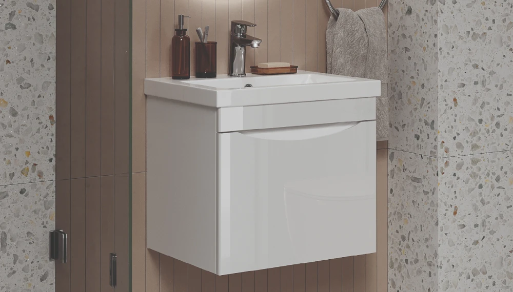 Тумба с раковиной Vizo 50 подвесная, белый глянец - фото 2 - VELVEX