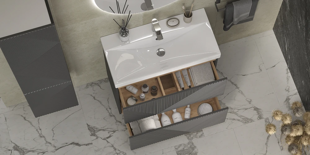 Тумба напольная EDGE 80.2Y, графит - фото 4 - VELVEX