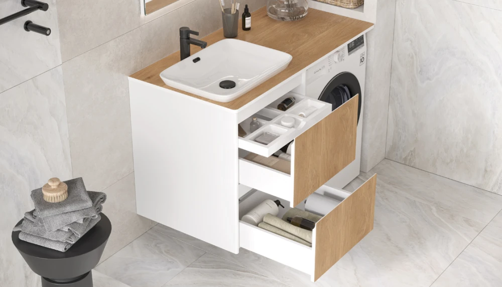 Тумба подвесная Klaufs 56*60.2Y, белый/дерево - фото 5 - VELVEX