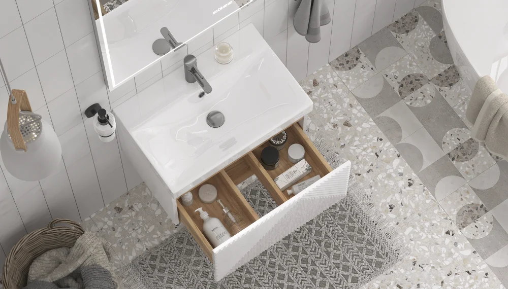 Тумба с раковиной Edge 60.1Y, подвесная, белая - фото 4 - VELVEX