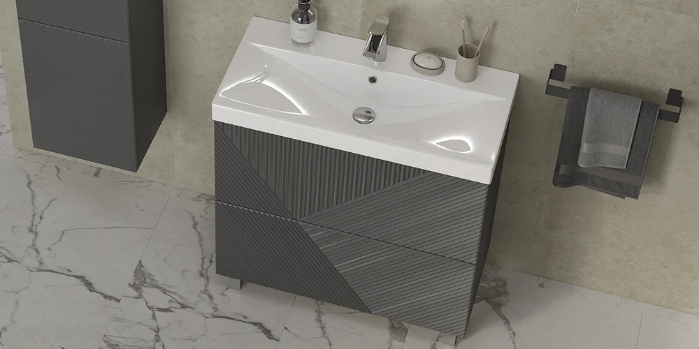 Тумба с раковиной Edge 80.2Y, напольная, графит - фото 5 - VELVEX