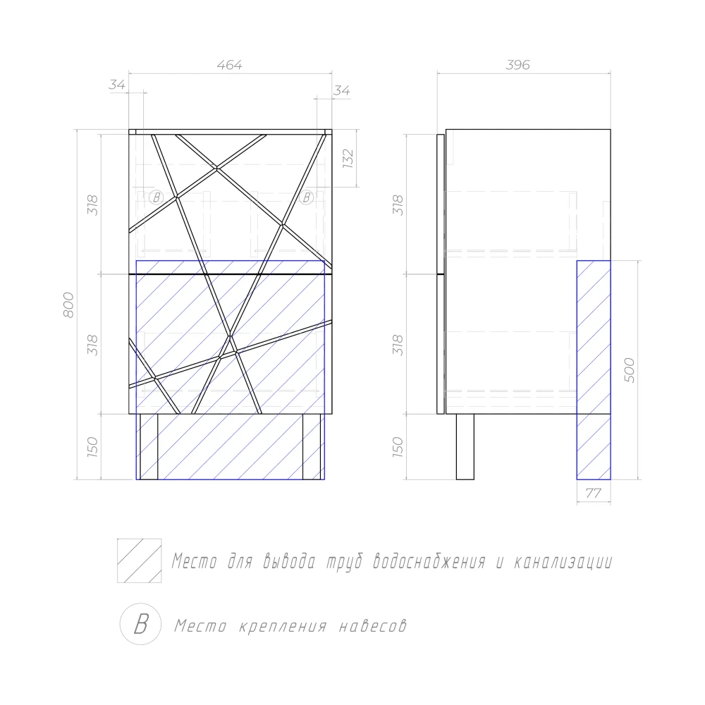 Тумба под раковину Geometry 500-0-2 (Фостер) бетон - фото 7 - VIGO