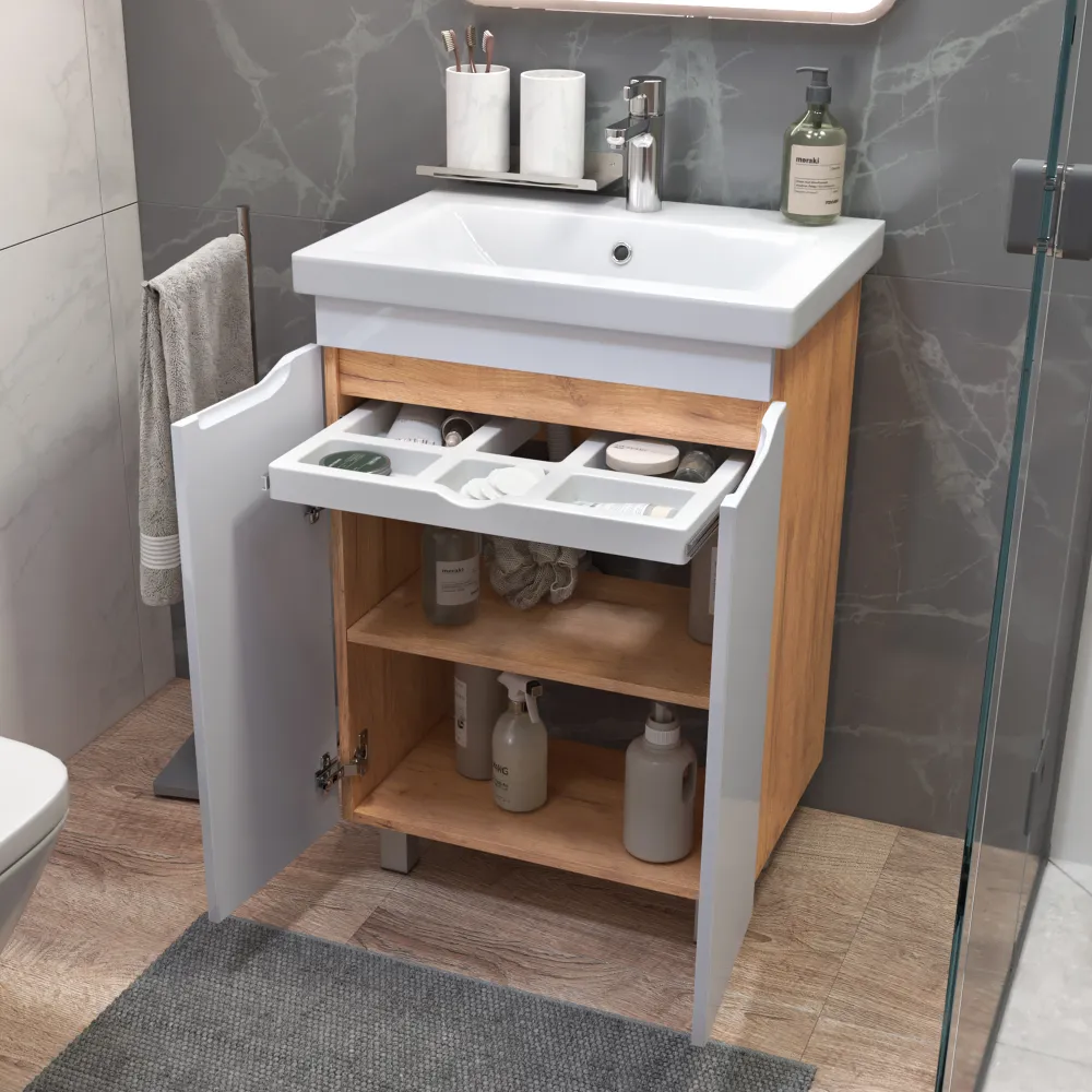 Тумба под раковину Грани 600-2-0 (Como) дуб золотой - фото 2 - VIGO