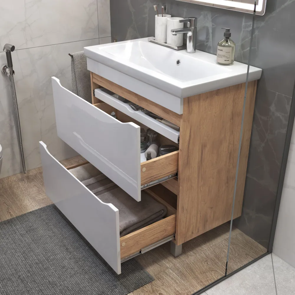 Тумба под раковину Grani 800-0-2 (Como) дуб золотой - фото 2 - VIGO