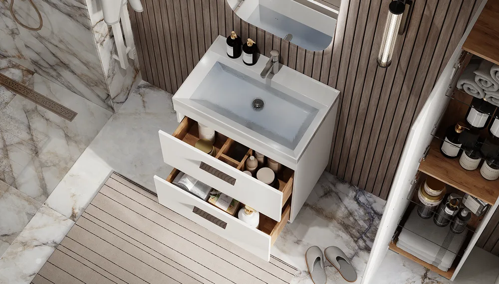 Тумба под раковину Орландо 700-0-2 (Классикa) белый матовый - фото 4 - VELVEX