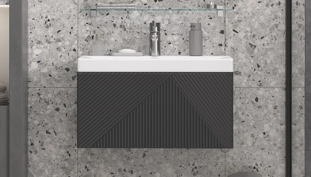 Тумба с раковиной Edge 70.1Y, подвесная, графит - фото 1 - VELVEX